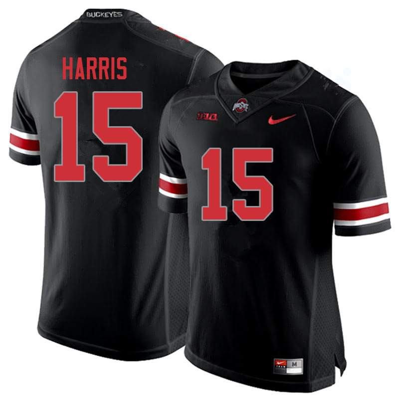 Men's Nike Ohio State Buckeyes Jaylen Harris #15 Blackout College Football Jersey Supply ZBK58Q6A
