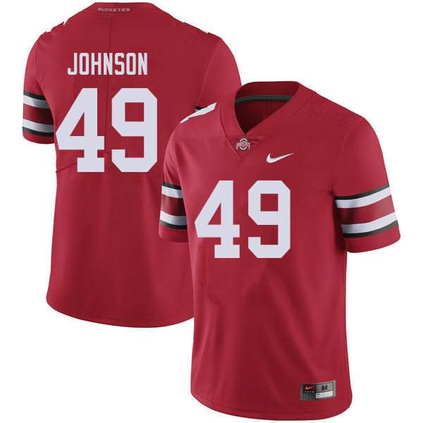 Men's Nike Ohio State Buckeyes Xavier Johnson #49 Red College Football Jersey Authentic WZD32Q2I