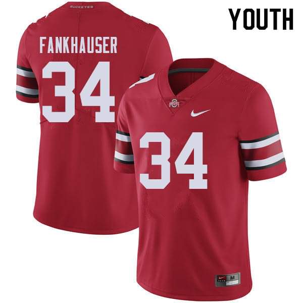 Youth Nike Ohio State Buckeyes Owen Fankhauser #34 Red College Football Jersey Stability BLA23Q8E
