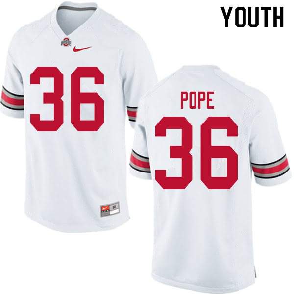 Youth Nike Ohio State Buckeyes K'Vaughan Pope #36 White College Football Jersey New Year UWV88Q5B